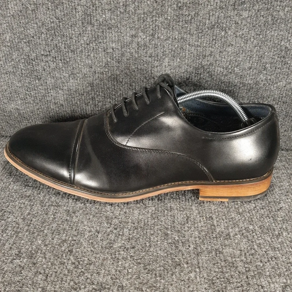 Bruno Marc Louis 2 Mens Black Leather Oxford Cap Toe Dress Shoes Size 12